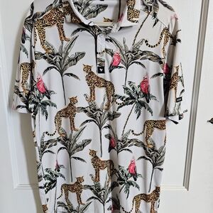 Tropical Print Golf Polo